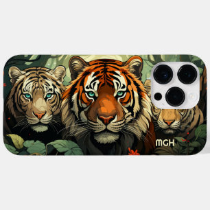 Custom Monogram Tigers Illustration Case-Mate iPhone 14 Pro Max Case