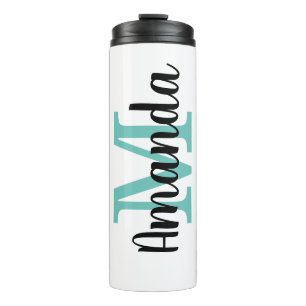 Custom monogram travel to go thermal tumbler mug