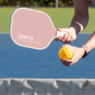 Custom monogram, trendy block typography pink pickleball paddle