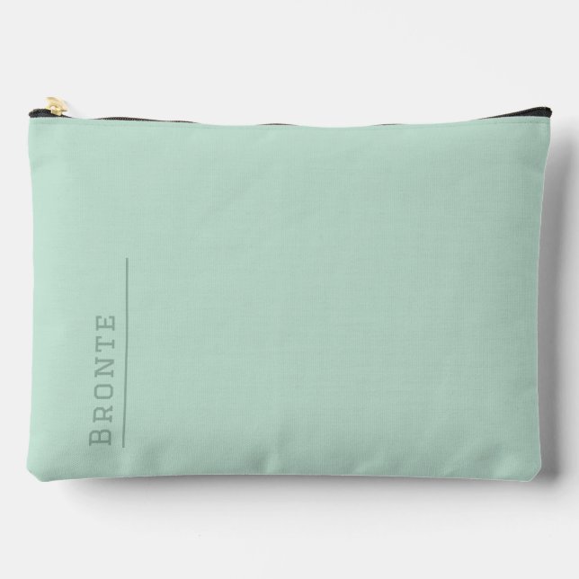 Custom monogram, trendy colour green Minty Fresh Accessory Pouch (Front)