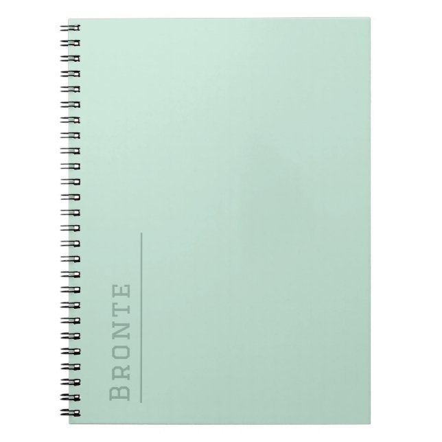 Custom monogram, trendy colour green Minty Fresh Notebook (Front)