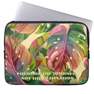 Custom Monogram Tropical Leaves Colourful Laptop Sleeve