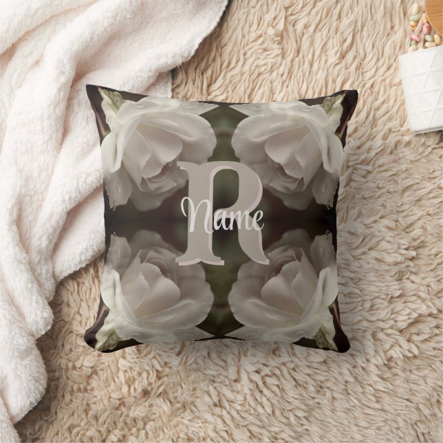 Custom Monogram Vintage Roses Personalised Cushion (Blanket)