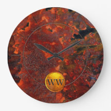 Custom Monogram Vintage Rust and Gold Steampunk