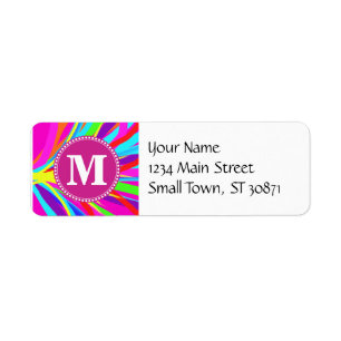 Custom Monogram Vivid Colour Paint Brush Strokes Return Address Label