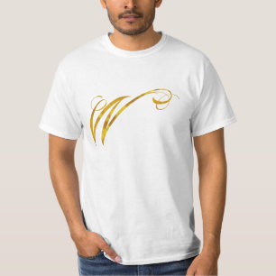 Custom Monogram W Faux Gold Foil Monograms Initial T-Shirt