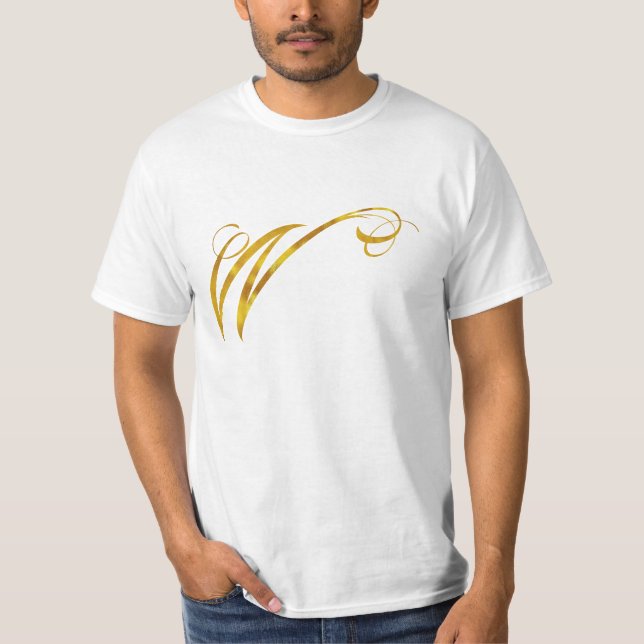 Custom Monogram W Faux Gold Foil Monograms Initial T-Shirt (Front)