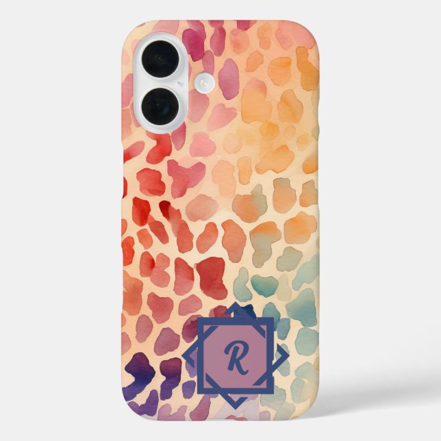 Custom Monogram Watercolor Colourful Artistic  Case-Mate iPhone Case (Back)