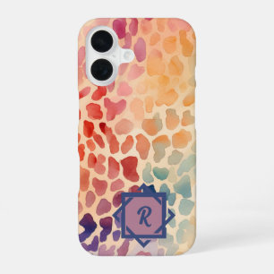 Custom Monogram Watercolor Colourful Artistic iPhone 16 Case