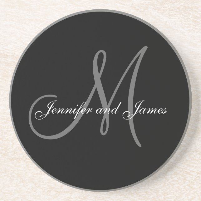 Custom Monogram Wedding Anniversary Coasters (Front)