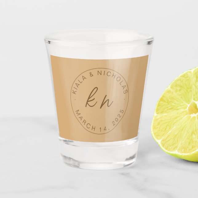 , Custom Monogram - Wedding Favours, Wedding Favou Shot Glass (Front)