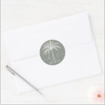 Custom Monogram Wedding Logo Palm Tree Classic Round Sticker<br><div class="desc">Beautiful and elegant Wedding Invitation Celebrate love in its purest form with invitations that mirror the elegance of your union. Order your elegant Wedding Invitations today and set the stage for a celebration that is as timeless as your love. Whether you're tying the knot in your hometown or saying "I...</div>