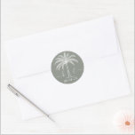 Custom Monogram Wedding Logo Palm Tree Classic Round Sticker<br><div class="desc">Beautiful and elegant Wedding Invitation Celebrate love in its purest form with invitations that mirror the elegance of your union. Order your elegant Wedding Invitations today and set the stage for a celebration that is as timeless as your love. Whether you're tying the knot in your hometown or saying "I...</div>
