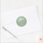 Custom Monogram Wedding Logo Palm Tree Classic Round Sticker<br><div class="desc">Beautiful and elegant Wedding Invitation Celebrate love in its purest form with invitations that mirror the elegance of your union. Order your elegant Wedding Invitations today and set the stage for a celebration that is as timeless as your love. Whether you're tying the knot in your hometown or saying "I...</div>