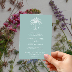 Custom Monogram Wedding Logo Palm Tree Invitation