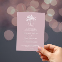 Custom Monogram Wedding Logo Palm Tree Invitation