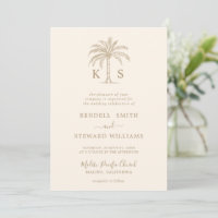 Custom Monogram Wedding Logo Palm Tree Invitation