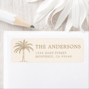 Custom Monogram Wedding Logo Palm Tree Return Address Label