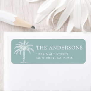 Custom Monogram Wedding Logo Palm Tree Return Address Label