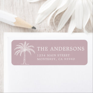 Custom Monogram Wedding Logo Palm Tree Return Address Label