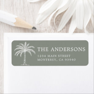 Custom Monogram Wedding Logo Palm Tree Return Address Label