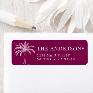 Custom Monogram Wedding Logo Palm Tree Return Address Label