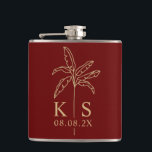 Custom Monogram Wedding Logo Palm Tree Tote Bag Hip Flask<br><div class="desc">Custom Monogram Wedding Logo Palm Tree Tote Bag,  Save The Date</div>