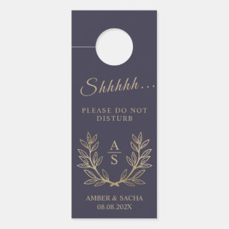 Custom Monogram Wedding Logo With Wreath Door Hanger