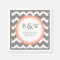 Custom Monogram Wedding Napkin Coral Grey Chevron
