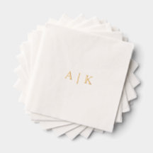 Custom Monogram Wedding Napkins - Gold Foil
