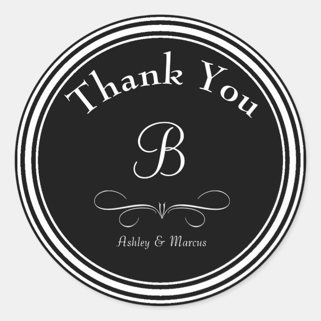 Custom Monogram Wedding Round Sticker (Front)