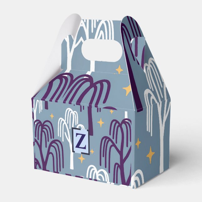 Custom Monogram Willow Tree Blue Favour Boxes (Front Side)