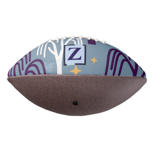 Custom Monogram Willow Tree Pattern Blue Football (Rotated 270)