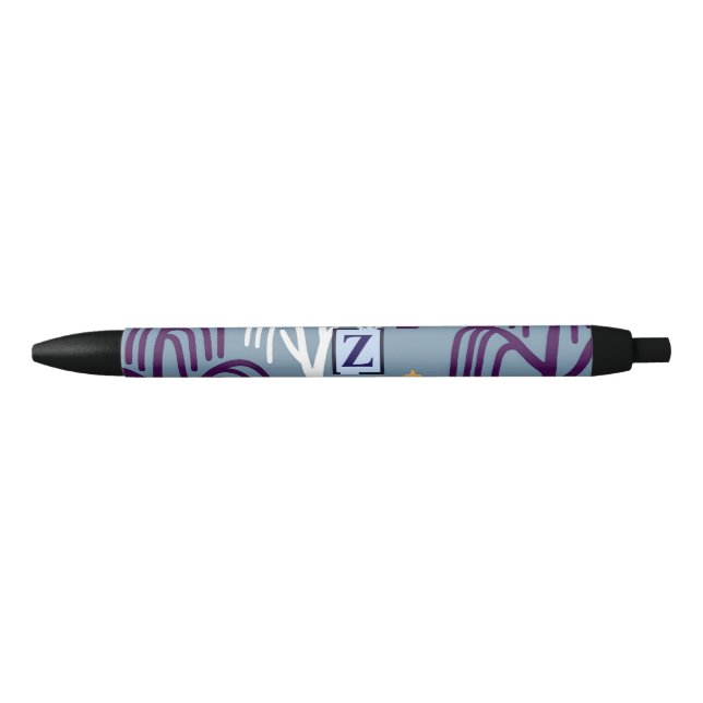 Custom Monogram Willow Tree Pattern Blue Pen (Front)