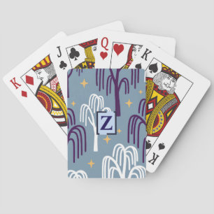 Custom Monogram Willow Tree Pattern Blue Playing Cards