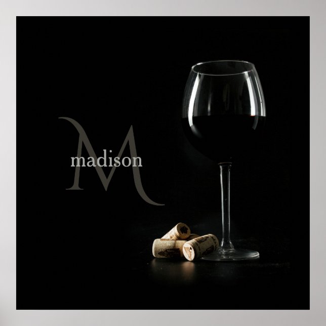 Custom Monogram "Wine Glass" poster (Front)