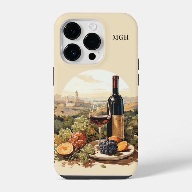 Custom Monogram Wine Lover's iPhone Case (Back)