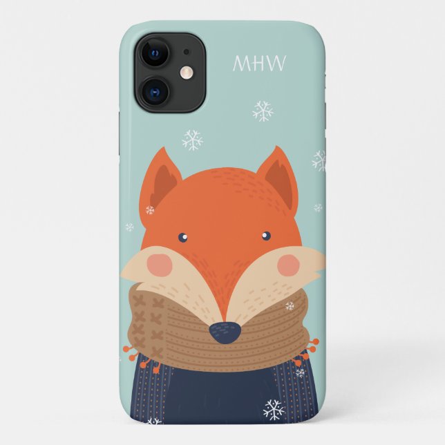 Custom monogram Winter Fox phone cases (Back)