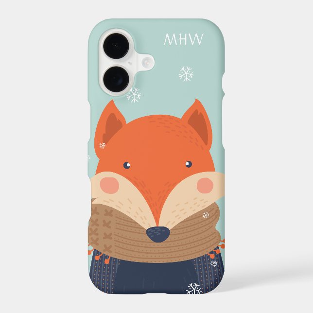 Custom monogram Winter Fox phone cases (Back)