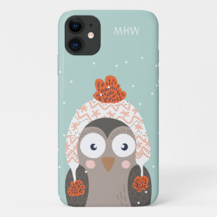 Custom monogram Winter Owl phone cases