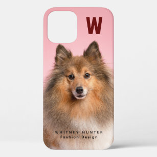 Custom Monogram with a Pink Wolf Dog Furry Twist  iPhone 12 Case