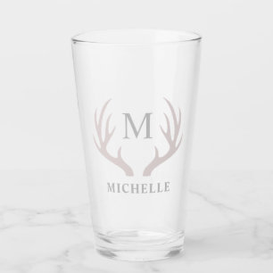 Custom Monogram with Black White Deer Antler Glass