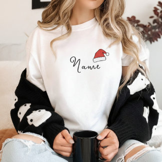 Custom Monogram with Santa Hat for Christmas T-Shirt