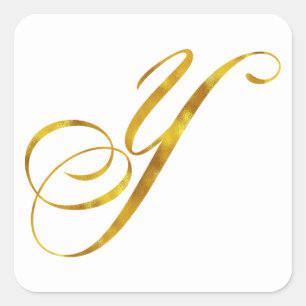 Custom Monogram Y Faux Gold Foil Monograms Initial Square Sticker