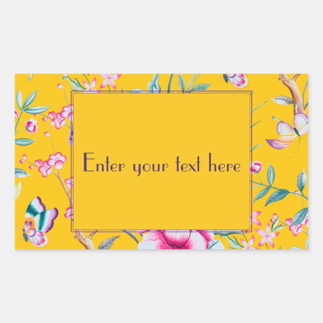 Custom Monogram Yellow Floral Design  Rectangular Sticker (Front)