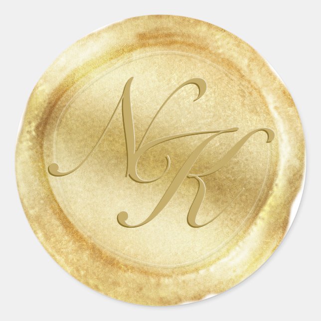 Custom Monogram Yellow Gold Wax Seal Sticker (Front)