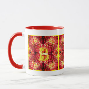 Custom Monogram Your Initial Name Dahlia Flower Mug