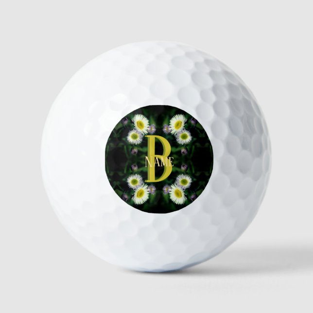Custom Monogram Your Initial Name Daisy Art Golf Balls (Front)
