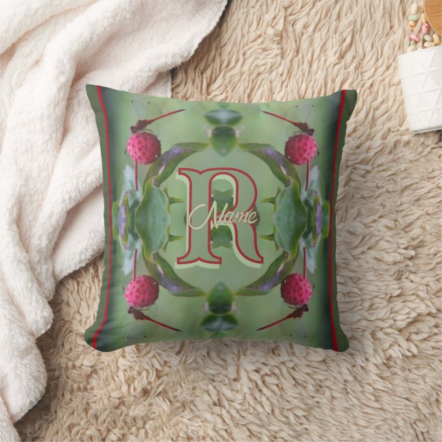 Custom Monogram Your Initial Name Dragonfly Art Cushion (Blanket)