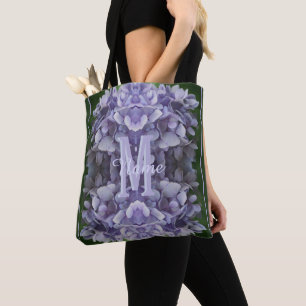 Custom Monogram Your Initial Name Hydrangea Flower Tote Bag